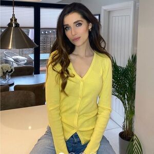 Threadbare yellow V neck cardigan button down, long sleeve, SZ 6